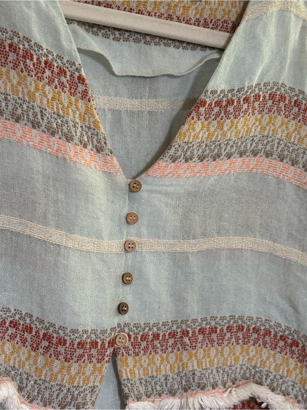 Zara Pastel Striped Button-Front Blouse - Picture 5 of 15